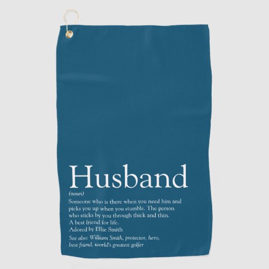 Modern Blue Stylish Cool Fun Husband Definition Golfhanddoek (Voorkant)