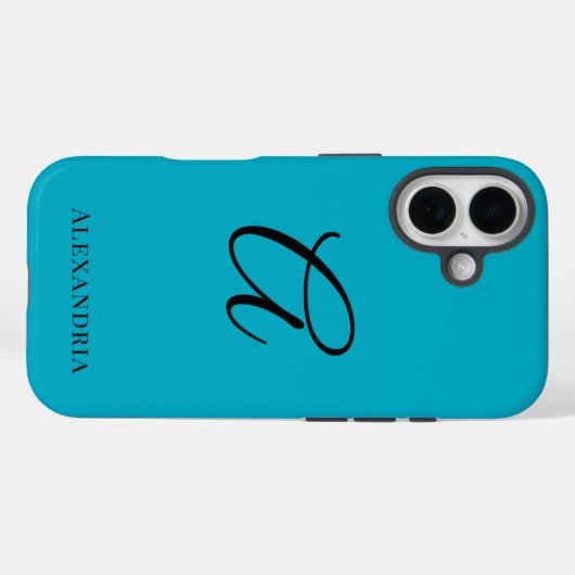 Modern Blue Stylish Personalized Name Initial Case-Mate iPhone Case (Achterkant (horizontaal))