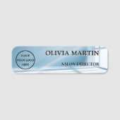 Modern Blue Sunbeam Magnetic Name Badge Custom (Voorkant)