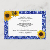 Modern Blue  Sunflower Wedding Detail Informatiekaartje (Achterkant)