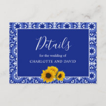 Modern Blue  Sunflower Wedding Detail