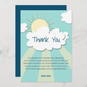 Modern Blue Sunshine Baby shower Bedankkaart (Voorkant / Achterkant)