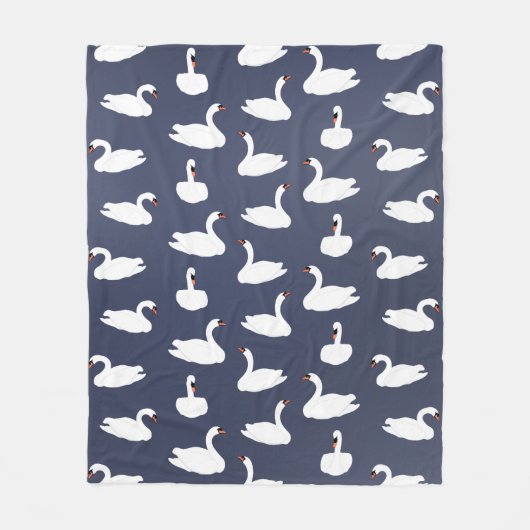 Modern Blue Swan Pattern Fleece Blanket Deken (Voorkant)