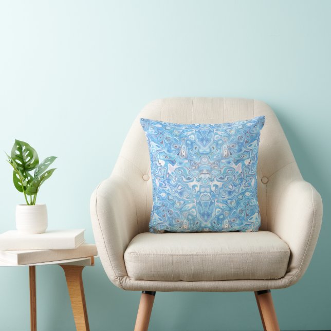 Modern Blue Swirl Abstract patroon Kussen (Stoel)