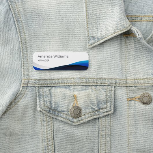 Modern Blue Swirl Employee Naamplaatje (In situ)