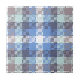 Modern Blue Taupe Tartan Patroon Tegeltje