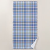 Modern Blue Taupe Tartan Pset Strandlaken (Voorkant)