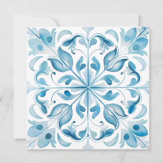 Modern Blue Tegels en Lemon Save the Date Kaart (Achterkant)