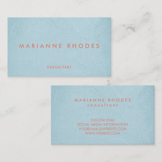 Modern Blue Texture Minimalist Visitekaartje (Voorkant / Achterkant)