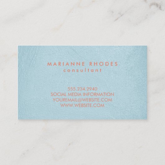 Modern Blue Texture Minimalist Visitekaartje (Achterkant)