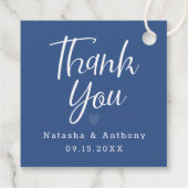 Modern Blue Three Hearts Wedding Dank u Bedankjes Labels (Achterkant)