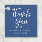 Modern Blue Three Hearts Wedding Dank u Bedankjes Labels (Voorkant)