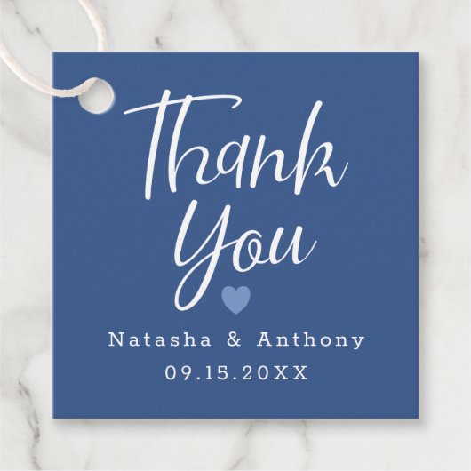 Modern Blue Three Hearts Wedding Dank u Bedankjes Labels (Voorkant)