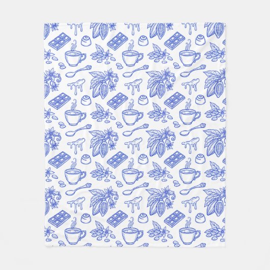 Modern Blue Toile Cacao and Chocolate Pattern Fleece Deken (Voorkant)