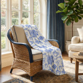 Modern Blue Toile Cacao and Chocolate Pattern Fleece Deken