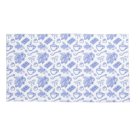 Modern Blue Toile Cacao and Chocolate Pattern Kussensloop (Achterkant)