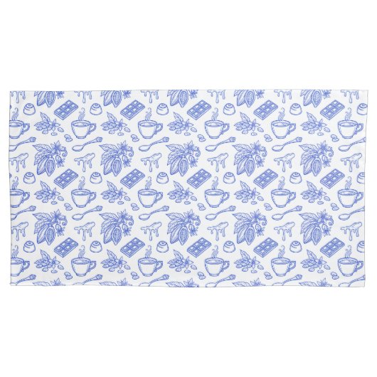 Modern Blue Toile Cacao and Chocolate Pattern Kussensloop (Voorkant)