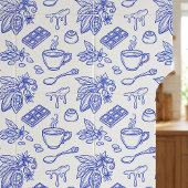 Modern Blue Toile Cacao and Chocolate Pattern Tegeltje