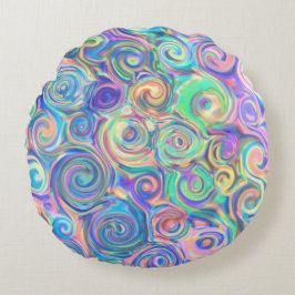 Modern Blue Tone Swirls Rond Kussen