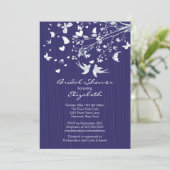 Modern Blue Tortelduifjes Bridal Shower Kaart (Staand voorkant)