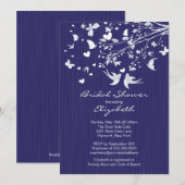 Modern Blue Tortelduifjes Bridal Shower Kaart (Voorkant / Achterkant)