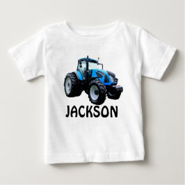 Modern Blue Tractor Baby T-Shirt