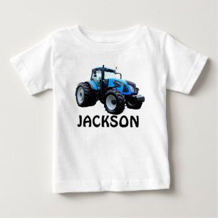 Modern Blue Tractor Baby T-Shirt