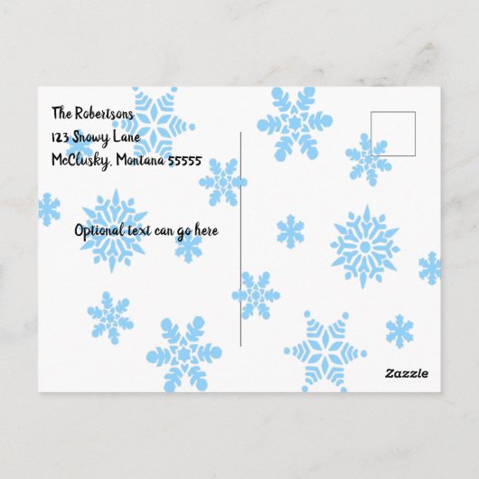  Modern Blue Tractor in Barnyard kerst  Briefkaart (Achterkant)