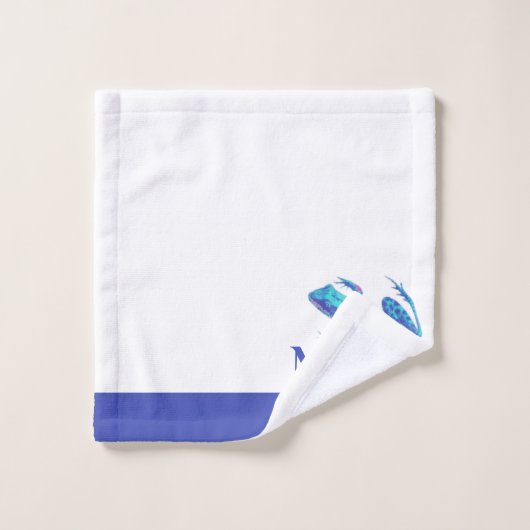 Modern Blue Tree Initiaal Name Bad Handdoek (Wasdoekje)