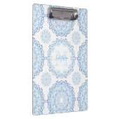 Modern Blue Trendy Chic Mandala Monogrammed Klembord (Rechts)