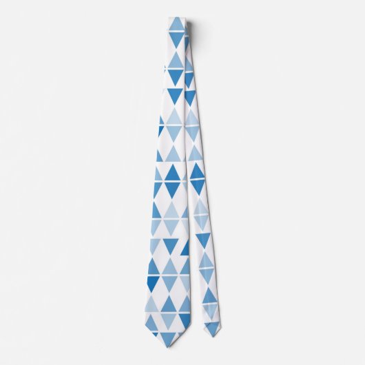 Modern Blue Triangle Pattern Stropdas – Abstract (Voorkant)