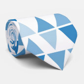 Modern Blue Triangle Pattern Stropdas – Abstract (Opgerold)
