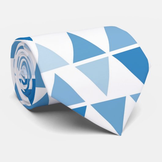 Modern Blue Triangle Pattern Stropdas – Abstract (Opgerold)