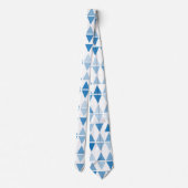 Modern Blue Triangle Pattern Stropdas – Abstract (Achterkant)
