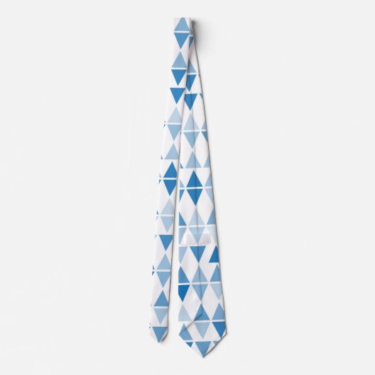 Modern Blue Triangle Pattern Stropdas – Abstract (Achterkant)