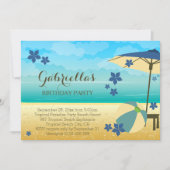 Modern Blue Tropical Beach Birthday Party Kaart (Voorkant)