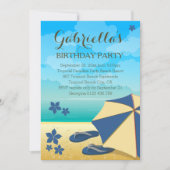 Modern Blue Tropical Beach Birthday Party Kaart (Voorkant)