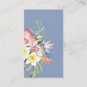 Modern Blue Tropical Floral Hawaii Wedding Informatiekaartje (Achterkant)