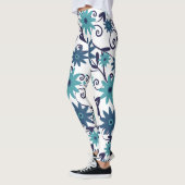 Modern Blue Turquoise Flower Pattern Leggings (Links)
