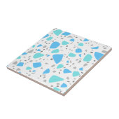 Modern Blue Turquoise White Terrazzo Tegeltje (Zijkant)