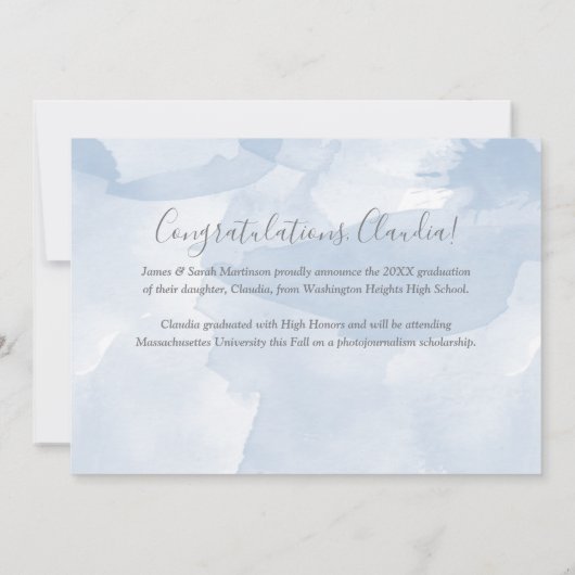 Modern Blue Two foto Afstuderen Aankondiging (Achterkant)