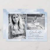 Modern Blue Two foto Afstuderen Aankondiging (Voorkant / Achterkant)