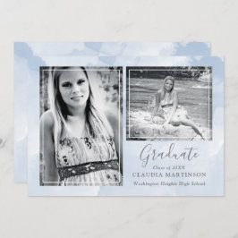 Modern Blue Two foto Afstuderen Aankondiging