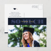 Modern Blue Typografie Foto Afstuderen Hartelijk d Briefkaart (Voorkant / Achterkant)