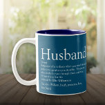Modern Blue Typographic Husband Definition Tweekleurige Koffiemok<br><div class="desc">Geef je speciale man een speciaal cadeau aan creëer voor verjaardagen,  verjaardagen,  bruiloften,  Kerstmis of elke dag die je wilt shows hoeveel hij voor je betekent. Een perfecte manier om hem te shows hoe geweldig hij elke dag is. Ontworpen door: Thisnotme©</div>