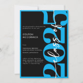 Modern Blue Typography Afstuderen aangekondigd Kaart (Voorkant)