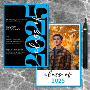 Modern Blue Typography Afstuderen aangekondigd Kaart