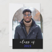 Modern Blue Typography Arch Afstudeerder aangekond Kaart (Achterkant)