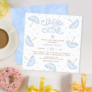 Modern Blue Typography Baby shower Invitation Kaart