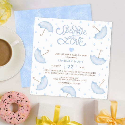 Modern Blue Typography Baby shower Invitation Kaart